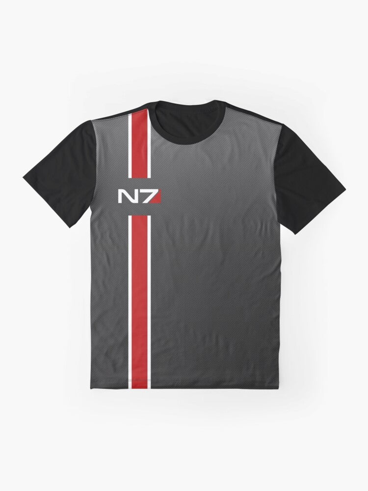 Mass Effect N7 Iconic Graphic T-Shirt featuring Commander Shepard - Flat lay