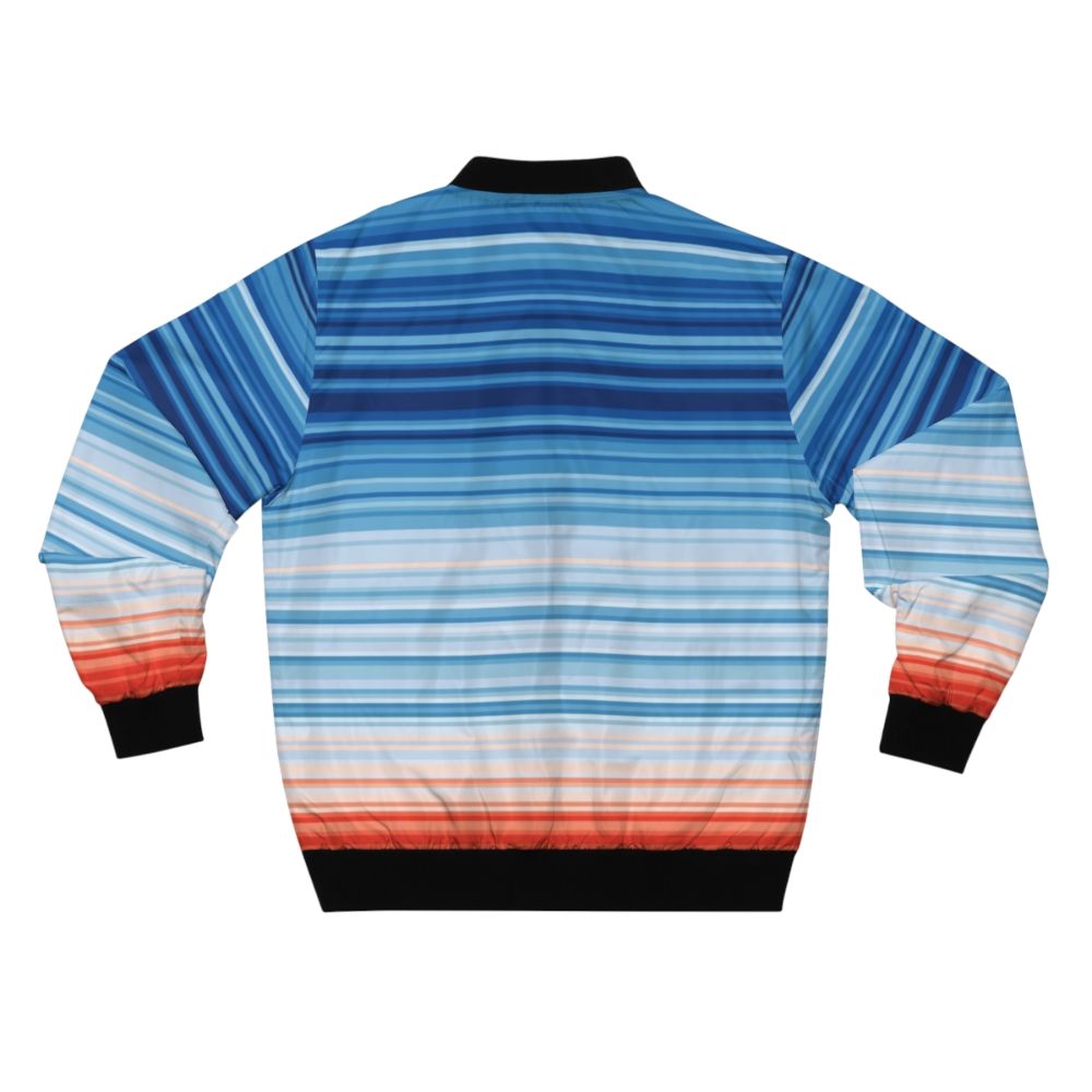 Warm striped bomber jacket with climate change awareness graphics - Back