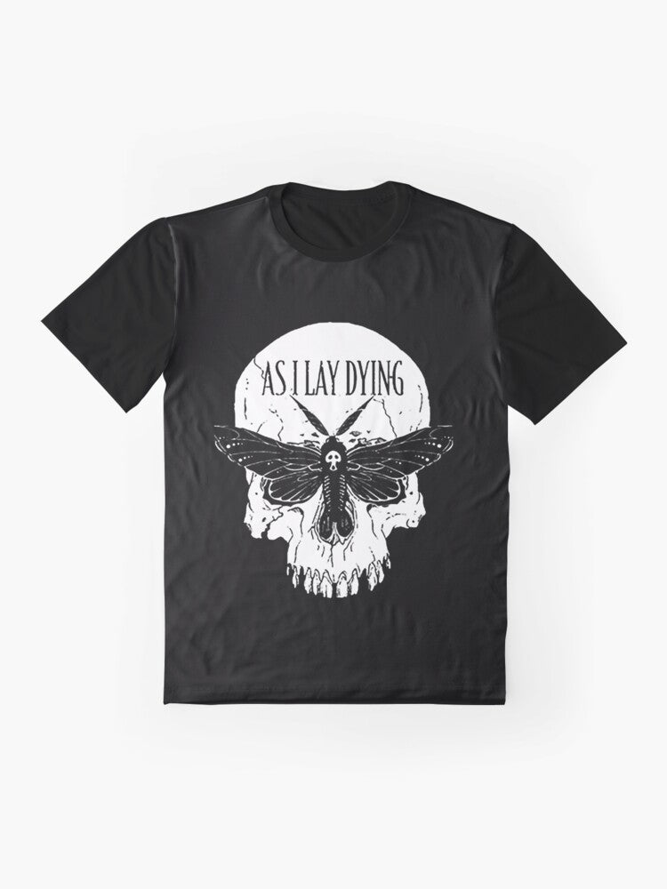 Awakened I Lay Dying metalcore butterfly graphic t-shirt - Flat lay