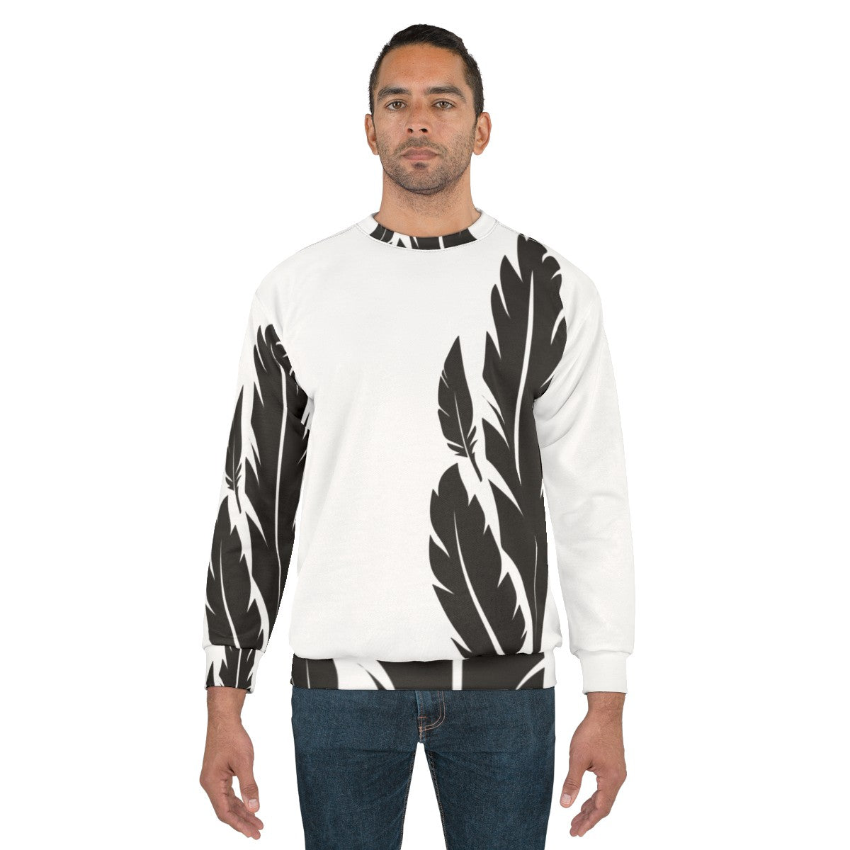 Hawkmoon Destiny 2 Sweatshirt with Black and White Feather Design - men