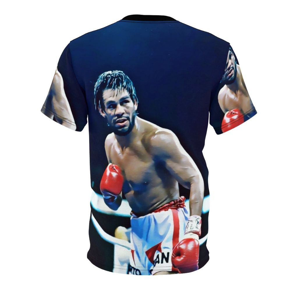 Graphic t-shirt featuring a portrait of legendary boxer Roberto Duran, nicknamed "Hands of Stone" - Back