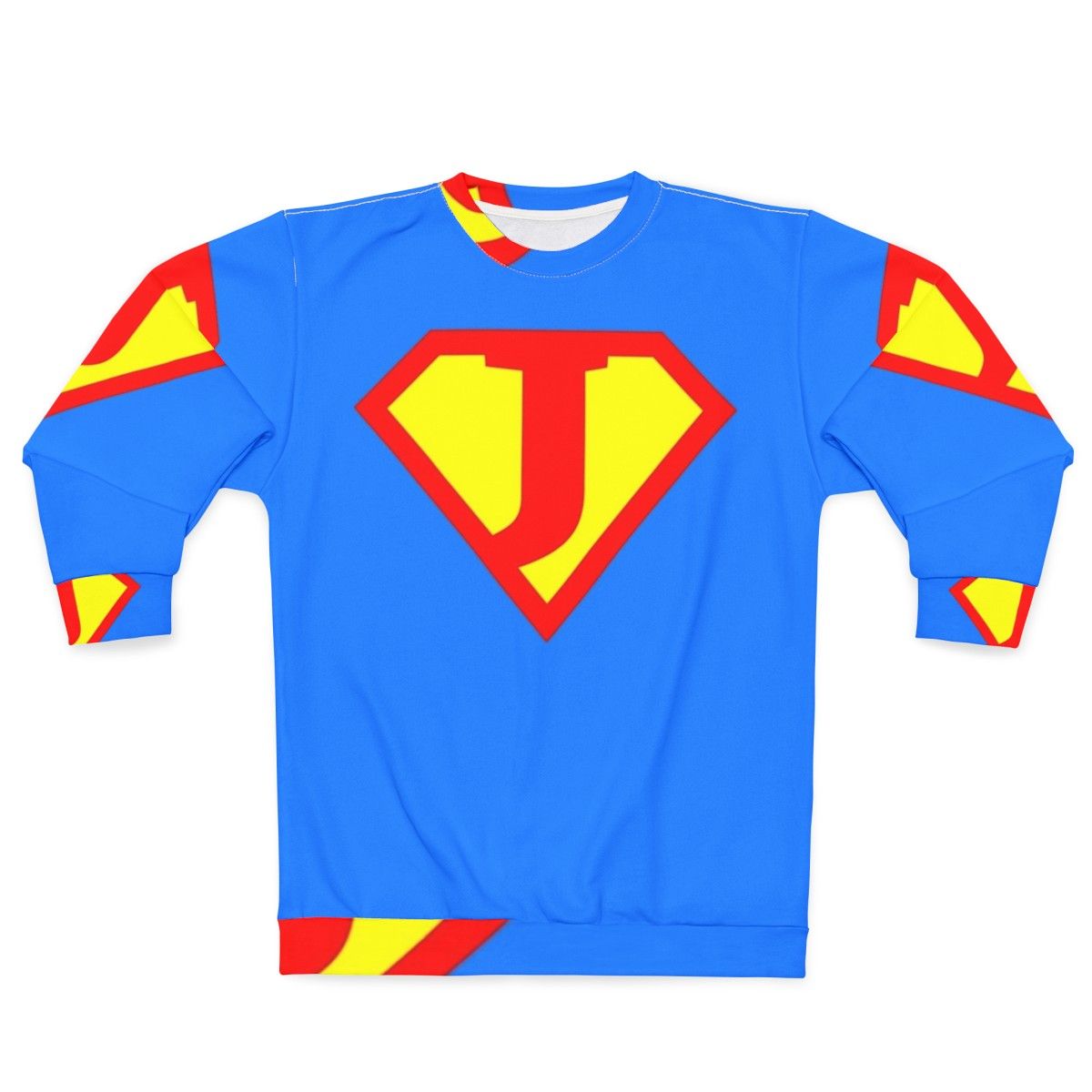 Letter J Sweatshirt with Superhero Graphic Design