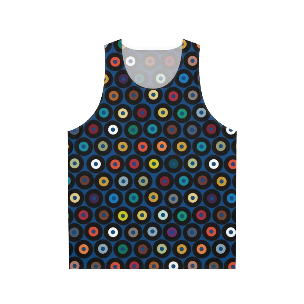 Retro unisex tank top with multicolor graphic design