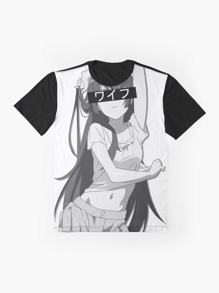 Monogatari Series Senjougahara Hitagi Waifu Graphic T-Shirt - Flat lay