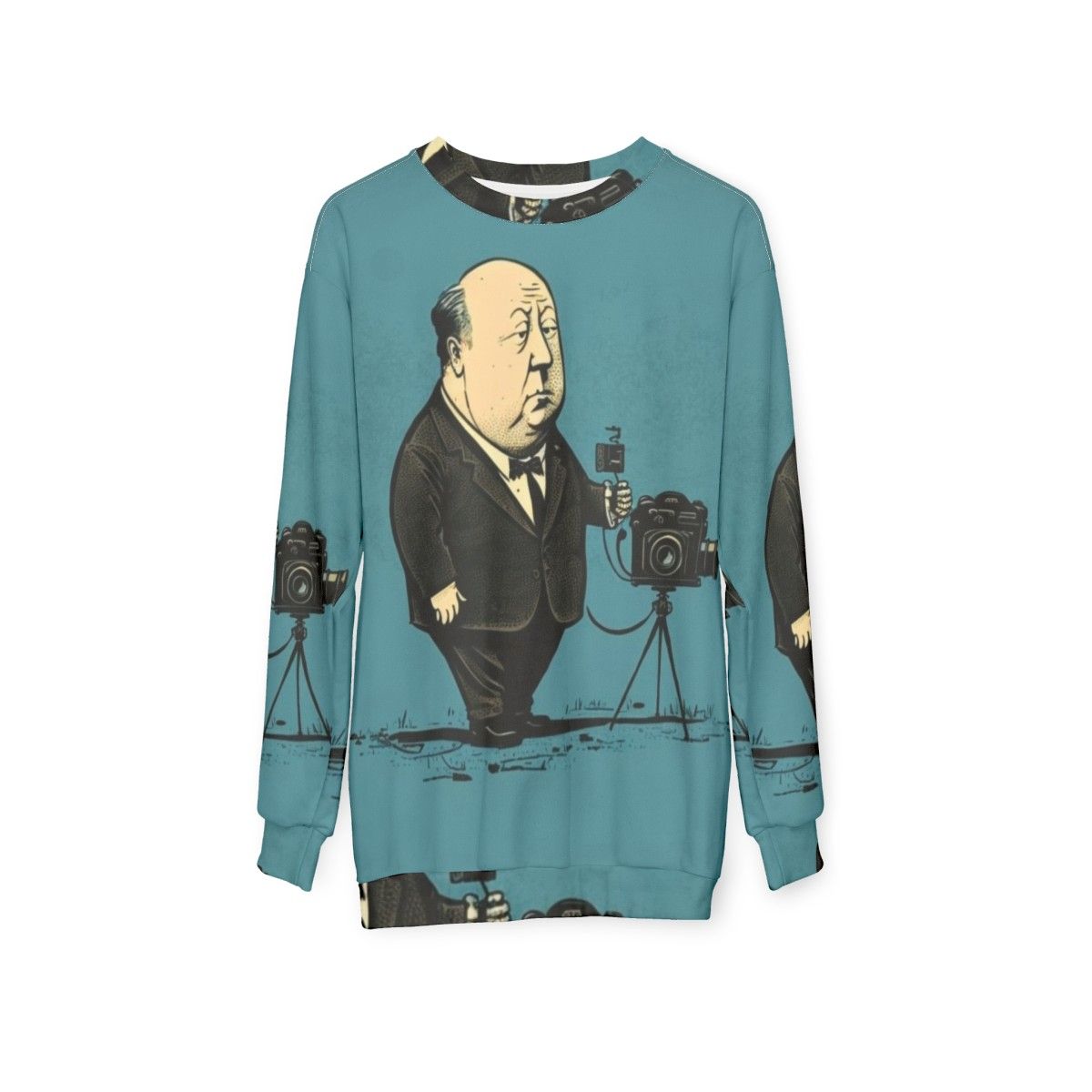 Classic Alfred Hitchcock Illustration Sweatshirt - hanging