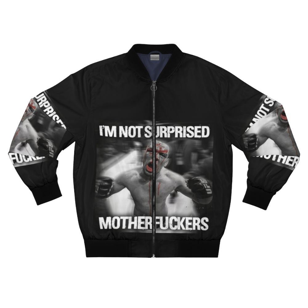 Nate Diaz "Not Surprised Motherfuckers" Bomber Jacket with UFC and Stockton 209 graphics