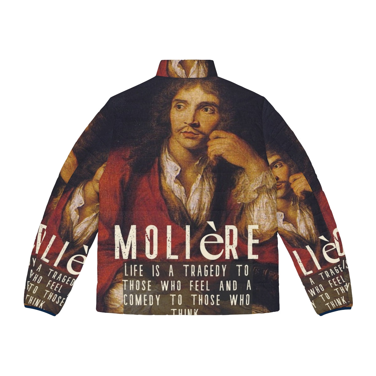 Molière Baroque Period Tragicomedy Quotes Puffer Jacket - Back