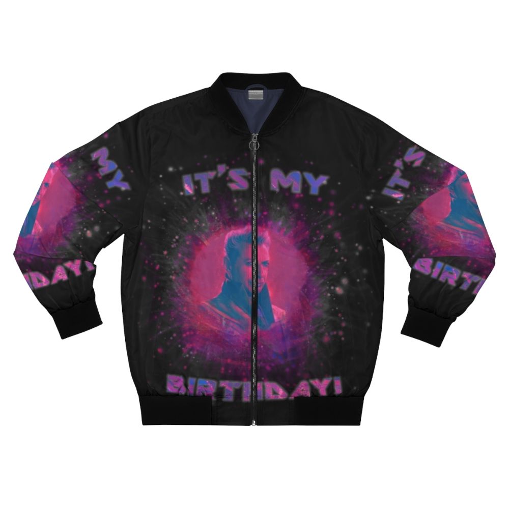 Grandmaster birthday bomber jacket with Marvel character graphics