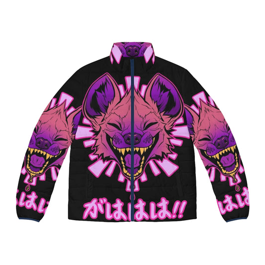 Hyena puffer jacket with adorable Japanese and vaporwave design