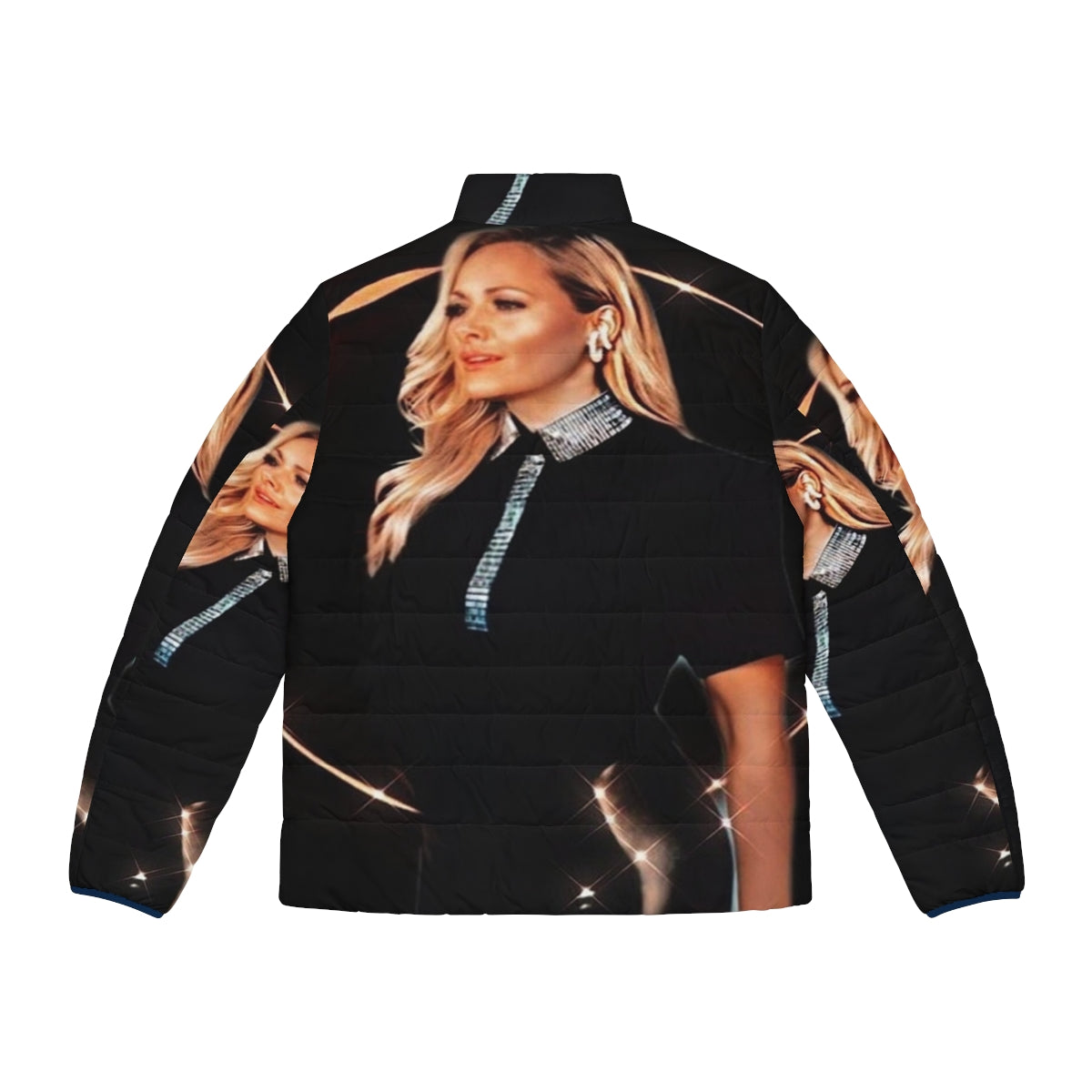 Helene Fischer wearing a stylish black puffer jacket with a futuristic, music-inspired aesthetic - Back