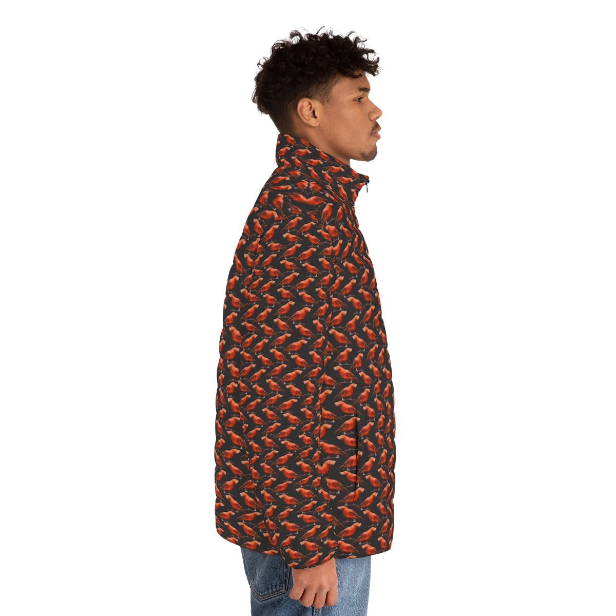 Andean Cock of the Rock Bird Puffer Jacket - men side right