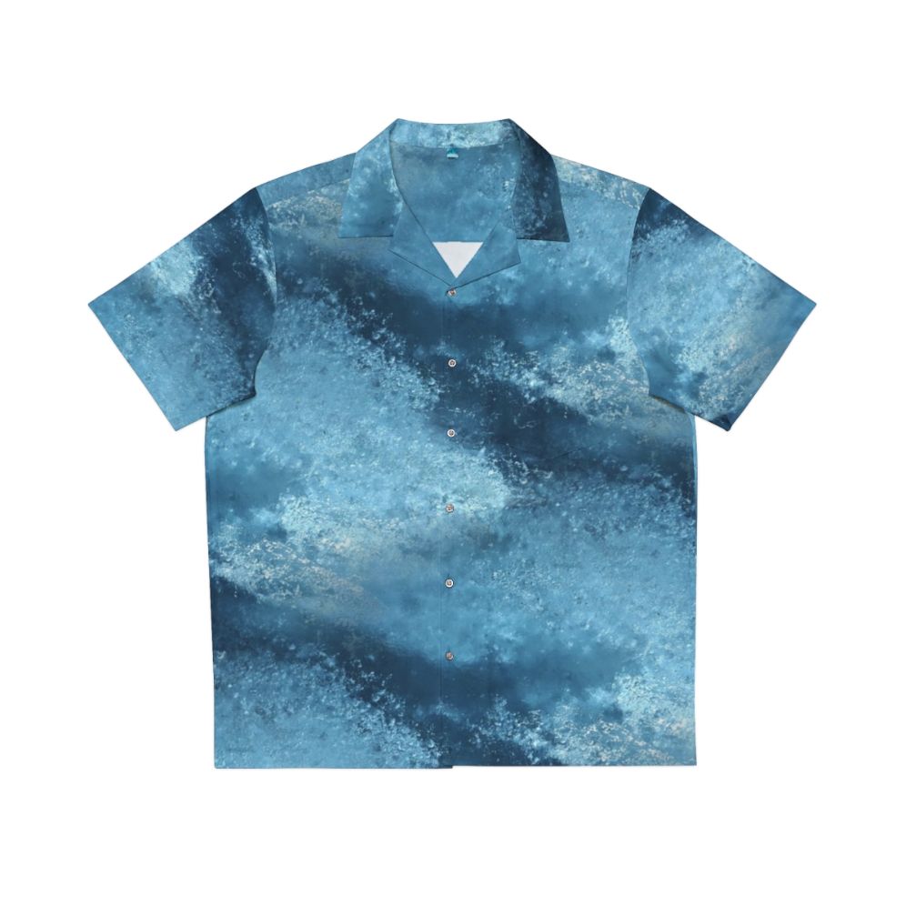 Blue Frost Hawaiian Shirt with Frozen, Icy Patterns