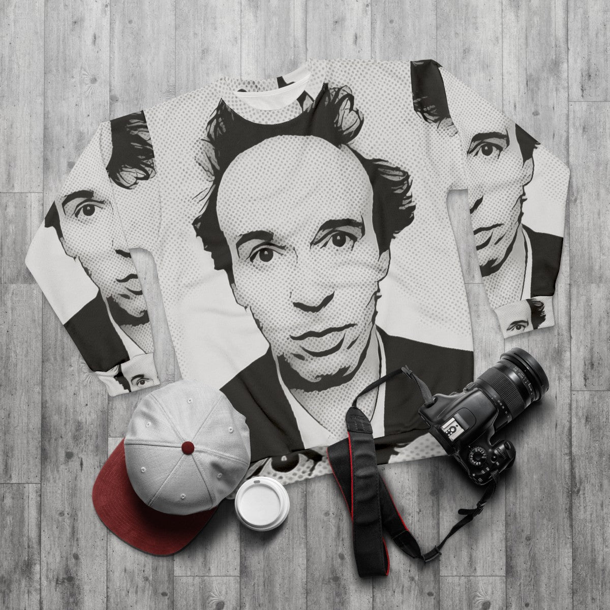 Roberto Benigni Italian Actor Pop Art Portrait Sweatshirt - flat lay