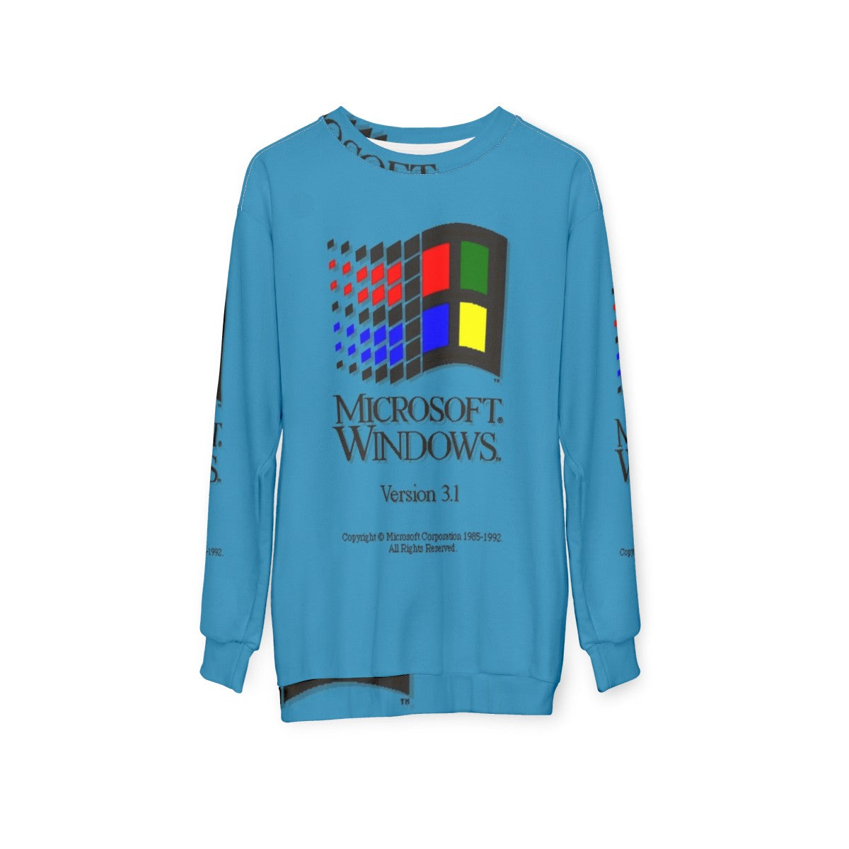 Vintage Windows 3.1 logo on a gray sweatshirt - hanging