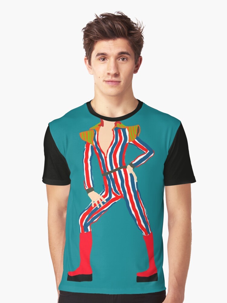 Ziggy Stardust stripe graphic t-shirt featuring a retro design inspired by David Bowie - Men