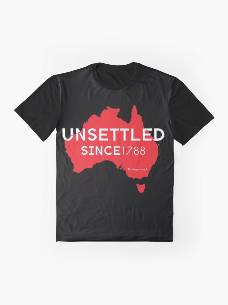 Unsettled Since 1788 Australia Indigenous Graphic T-Shirt in Red - Flat lay
