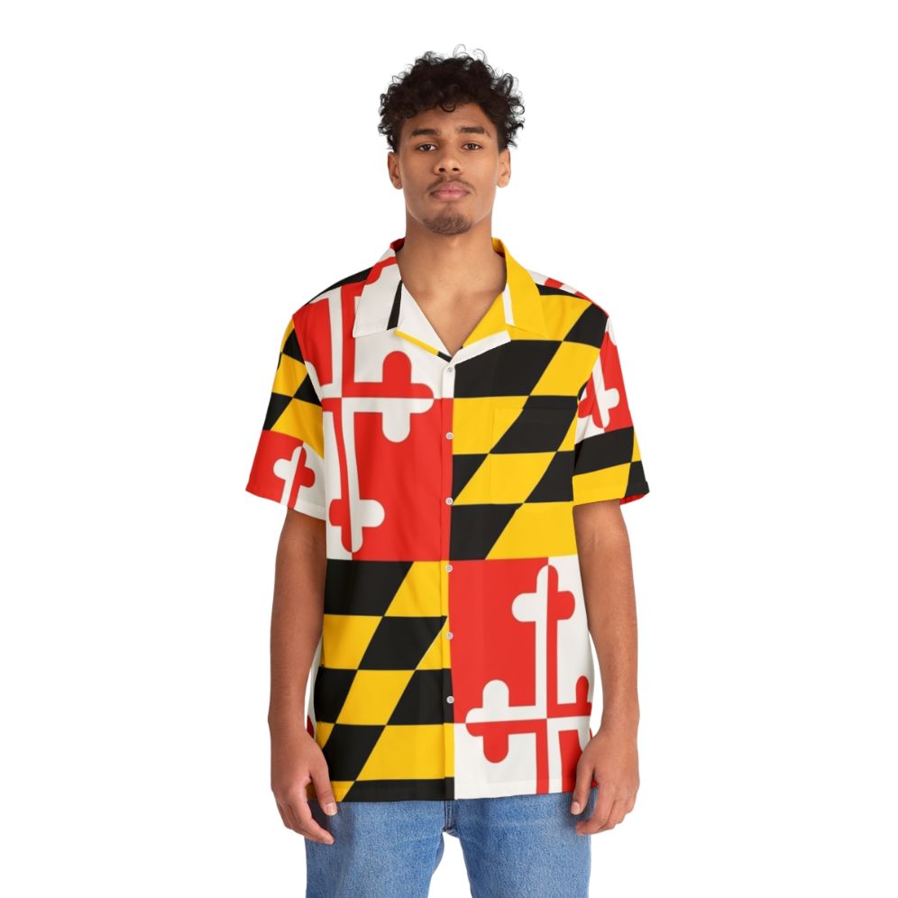 Maryland flag graphic tee hawaiian shirt - People Front