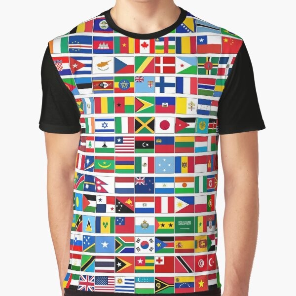 195 Countries Flags International Events Graphic T-Shirt