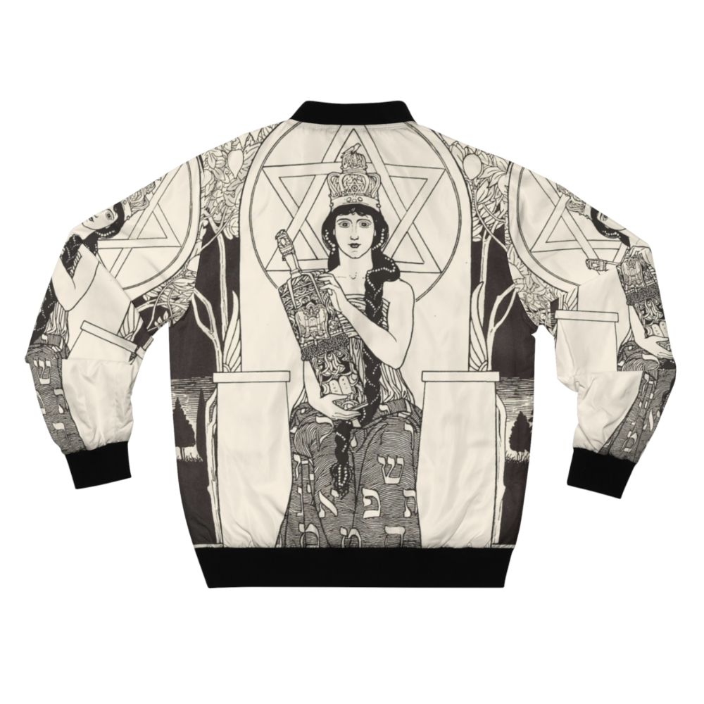 Ephraim Moses Lilien inspired bomber jacket with Jewish and Yiddish cultural imagery - Back