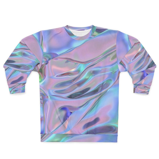 Holographic sweatshirt with colorful graphic pattern