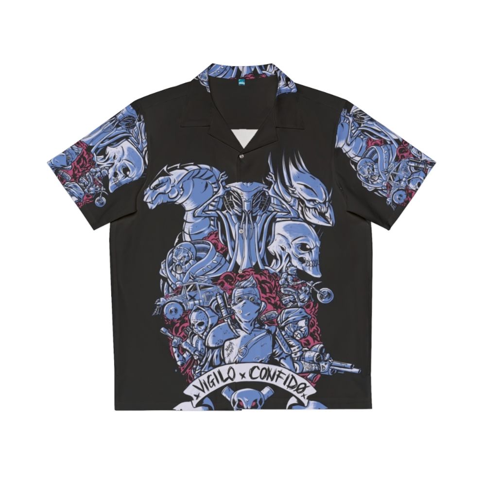 Vigilo Confido XCOM Hawaiian Shirt featuring futuristic and horror inspired designs