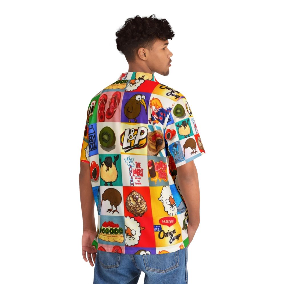 Kiwiana Hawaiian Shirt with Food and Drink Icons - People Back