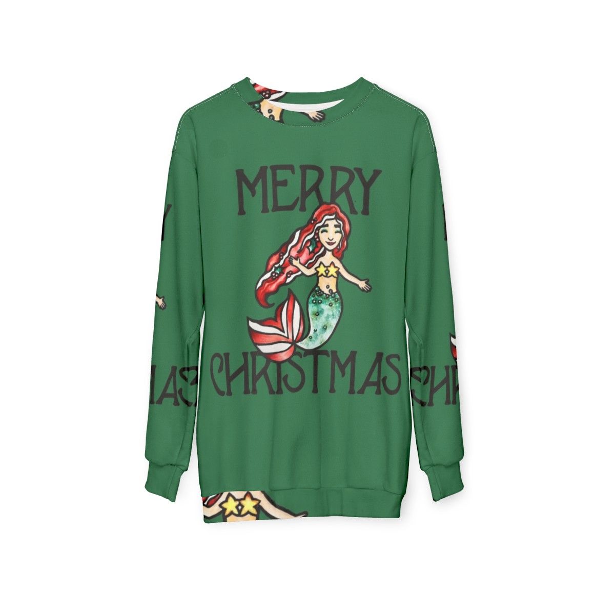 Merry Christmas Mermaid Sweatshirt - hanging