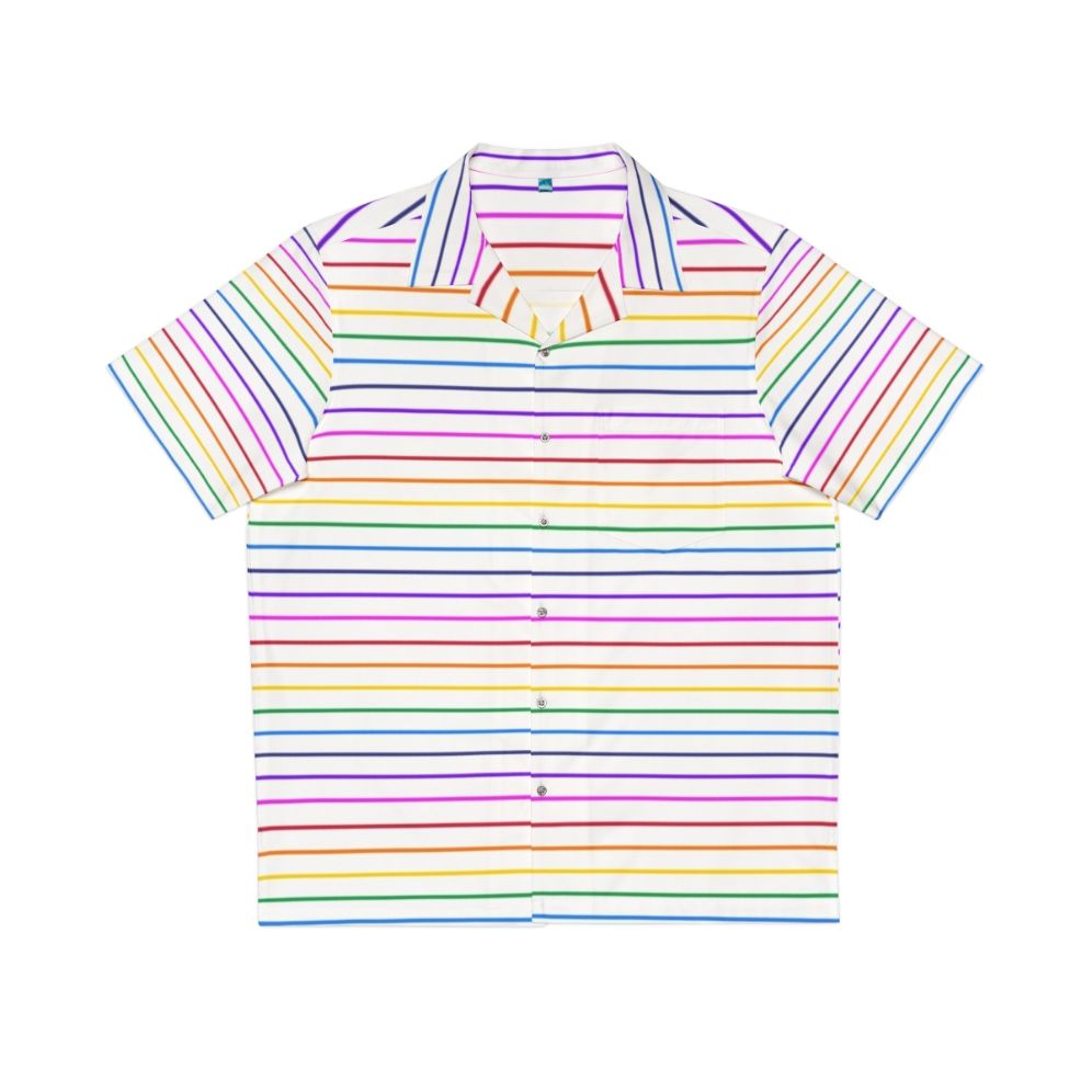 Colorful rainbow striped Hawaiian shirt