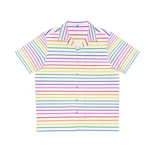 Colorful rainbow striped Hawaiian shirt