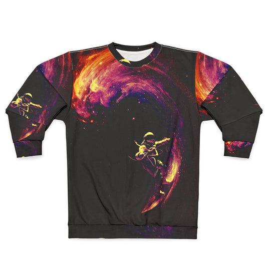 Cosmic Surfing Space Sweatshirt with Intergalactic Design