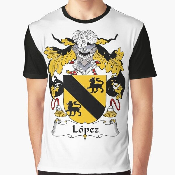 Lopez Coat of Arms/Family Crest Graphic T-Shirt