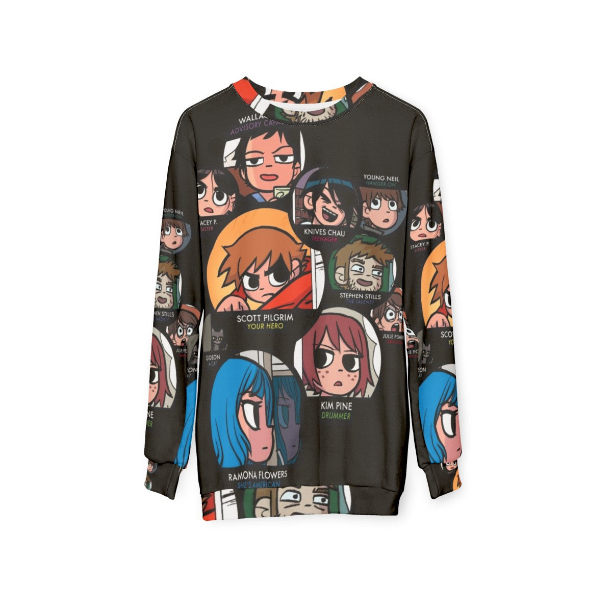 Scott Pilgrim Characters Graphic Sweatshirt - hanging