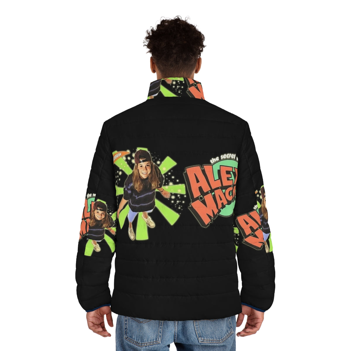 90s Nickelodeon Alex Mack Tribute Puffer Jacket - men back