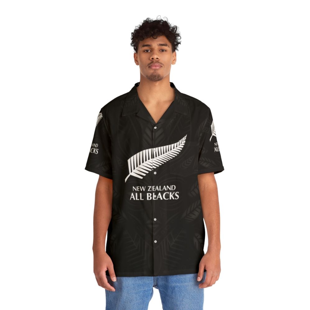 All Blacks Haka Hawaiian Shirt with rugby players performing the traditional Maori war dance - Lifestyle