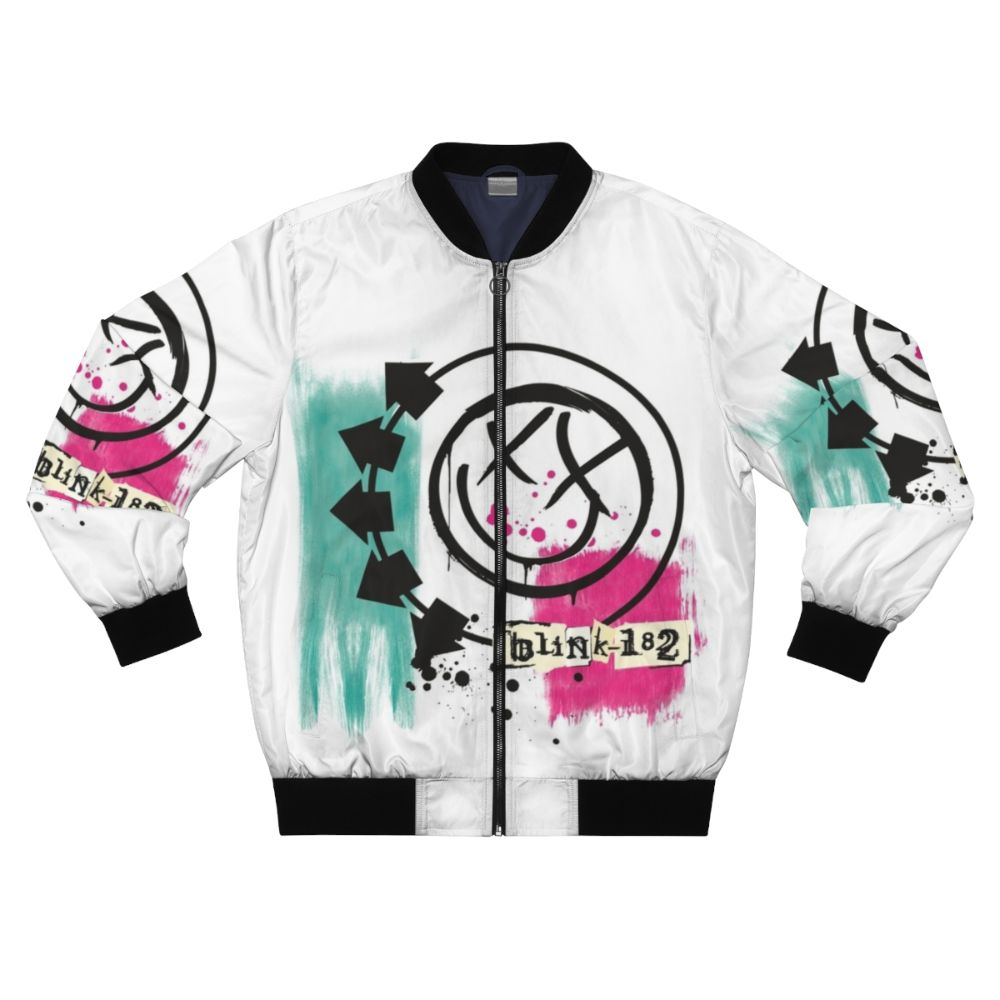 Blink-182 inspired bomber jacket featuring the band's logo and name