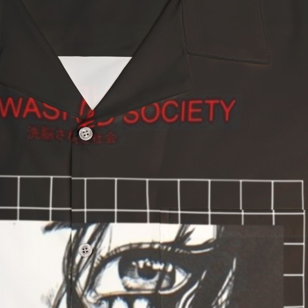 Brainwashed Society Dark Hawaiian Shirt for Alternative Gothic Style - Detail