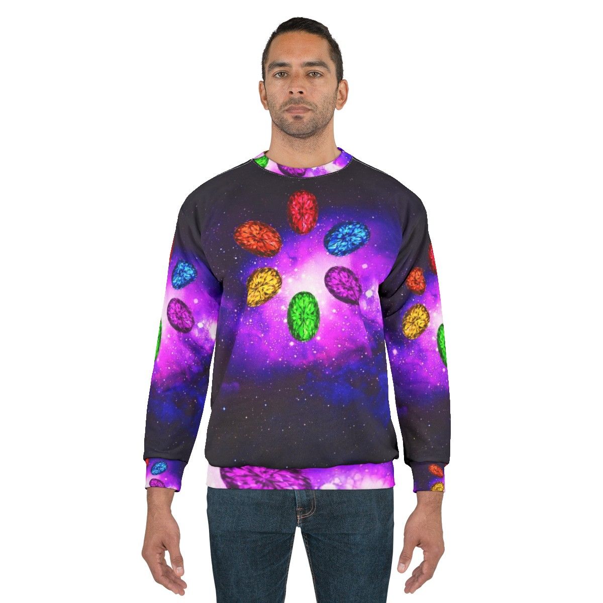 Infinity stones galaxy sweatshirt with space and Marvel design - men