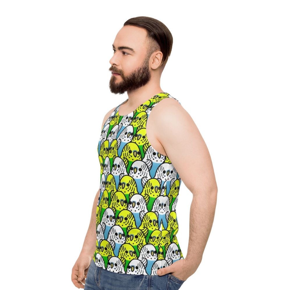 Too Many Birds Budgie Squad Unisex Tank Top - men side