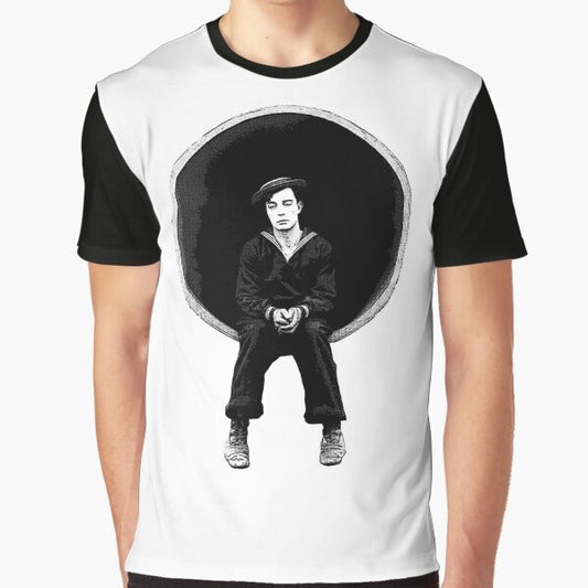 Vintage graphic tee featuring Buster Keaton, the iconic silent film comedian, from the movie "The Navigator"