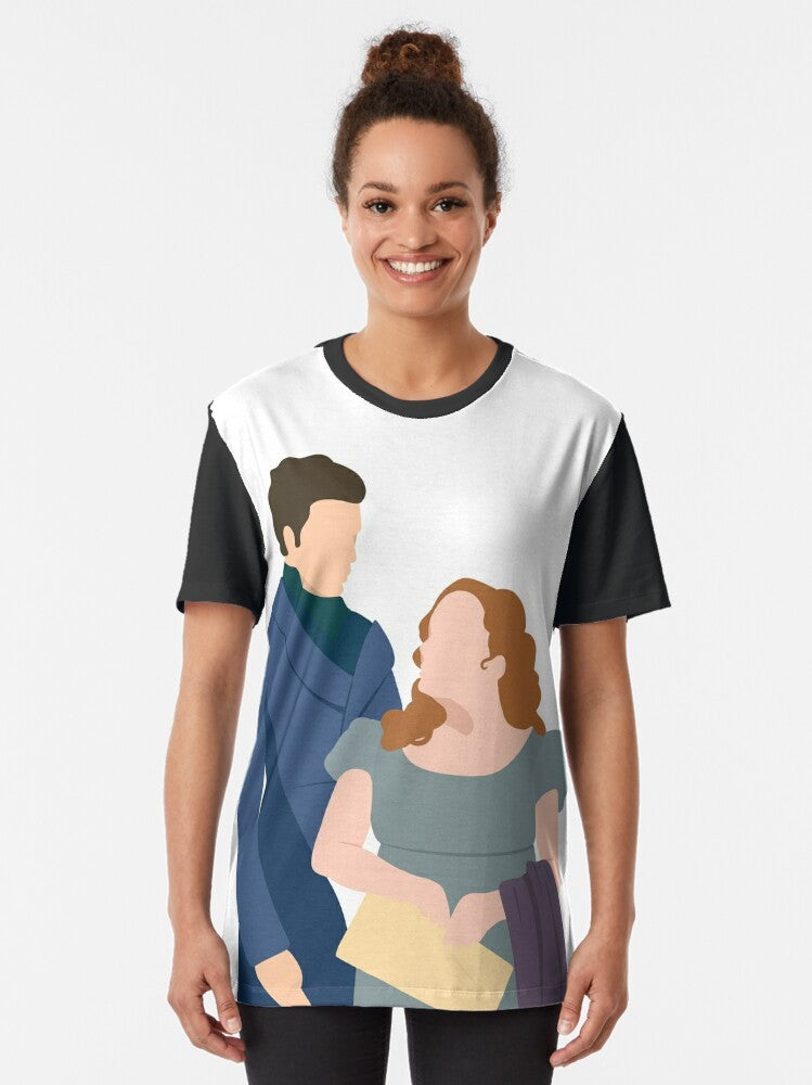 Minimalist portraits of Bridgerton characters Colin and Penelope in a romantic, abstract design. - Women