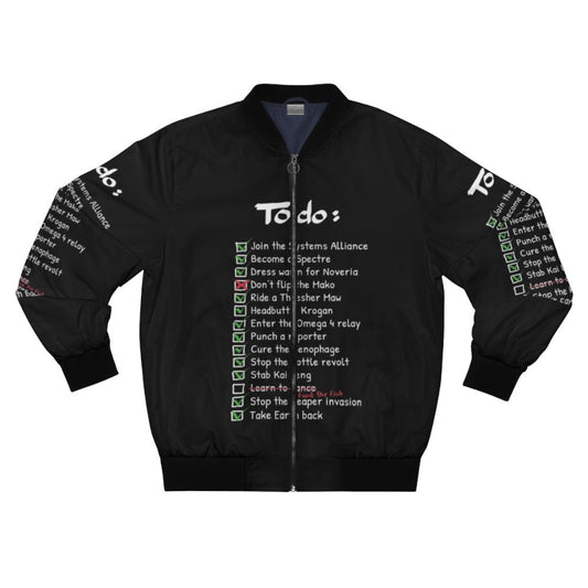 N7 Commander Shepard Bomber Jacket with To-Do List Design