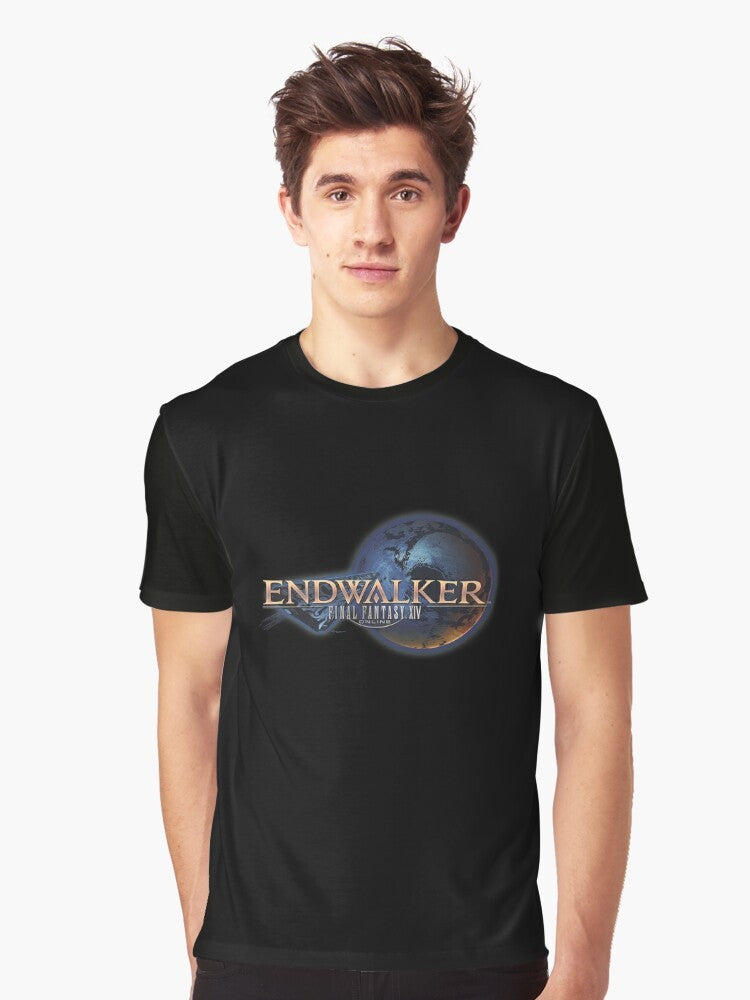 Final Fantasy XIV Endwalker Graphic T-Shirt featuring the iconic Final Fantasy logo and Endwalker branding - Men