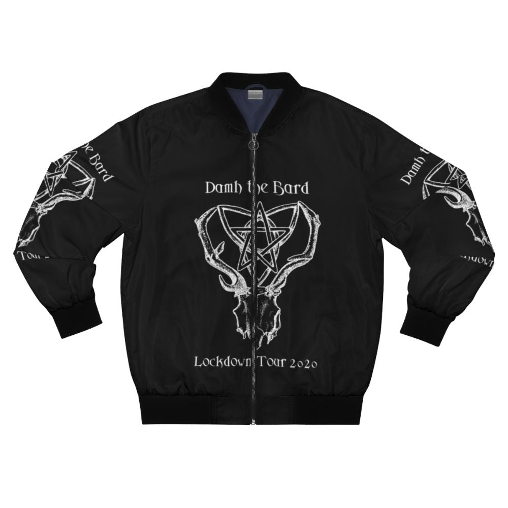 Pagan Lockdown Tour 2020 Bomber Jacket with a white graphic on a transparent background