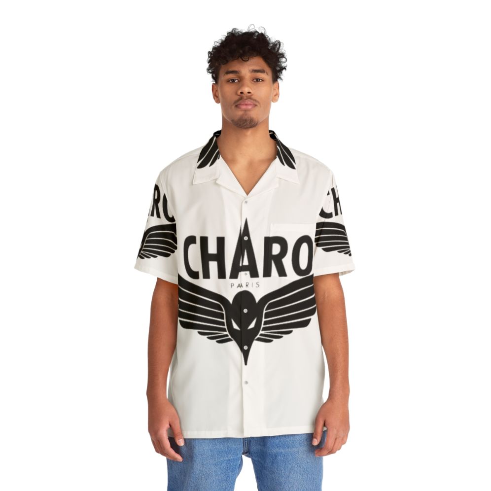 Charo Niska Black Hawaiian Shirt with Rap Music Inspired Design - People Front