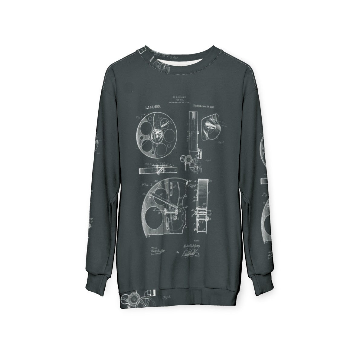 Vintage Cameraman Film Reel Patent Drawings Sweatshirt - hanging