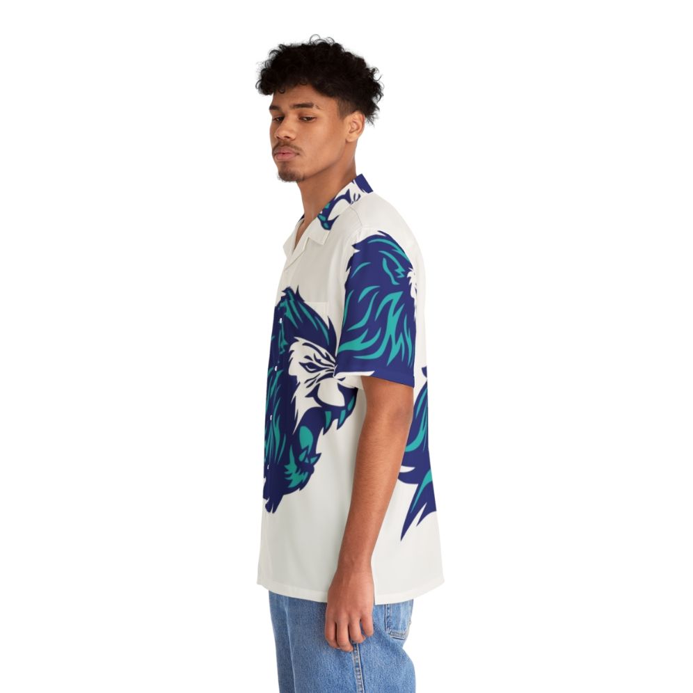 Tropical Blue Lion Animal Print Hawaiian Shirt - People Left