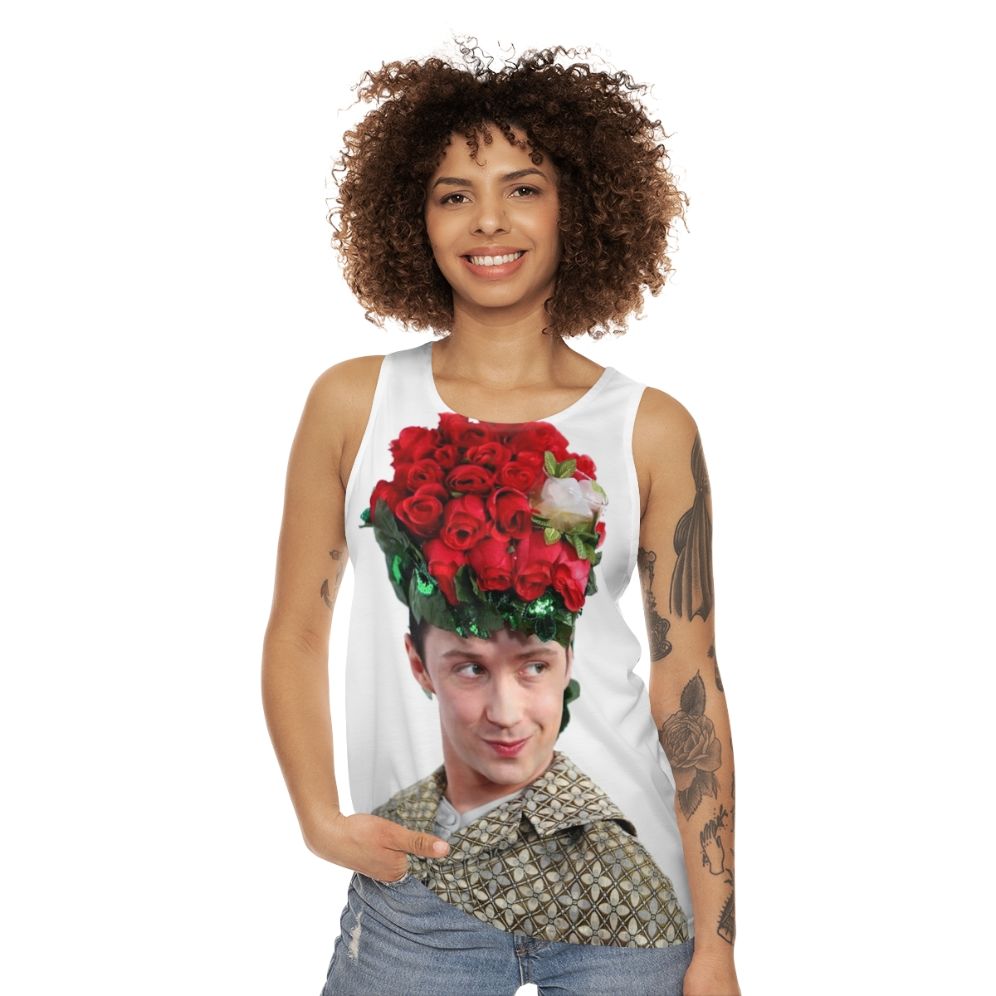 Unisex figure skating pride tank top with Johnny Weir's mint julep hat - women