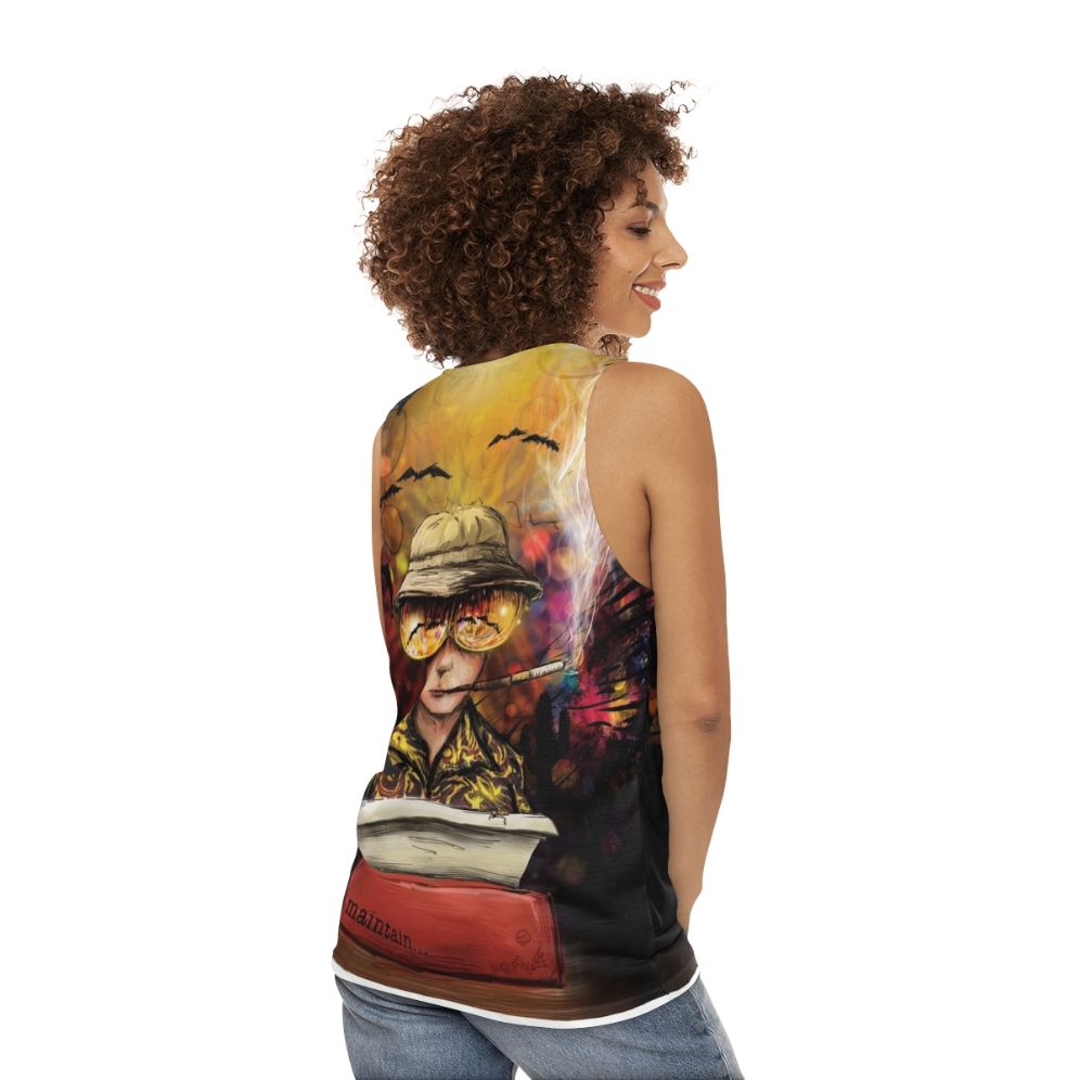 Unisex tank top inspired by the gonzo journalism of Hunter S. Thompson - women back