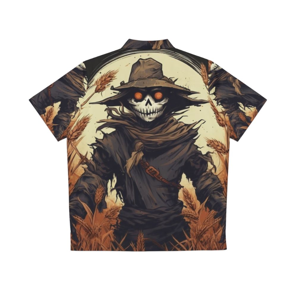 Scarecrow Hawaiian Shirt with Folktale Inspired Spooky Design - Back