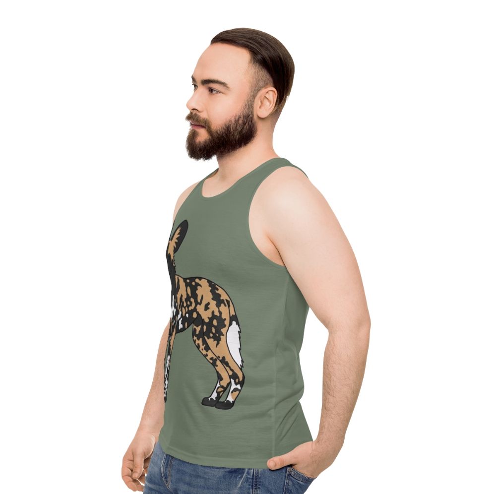 African Painted Dog Unisex Tank Top - men side